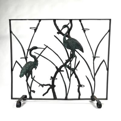 1237 Waterfowl Crane Metal Votive Candle Holder Screen