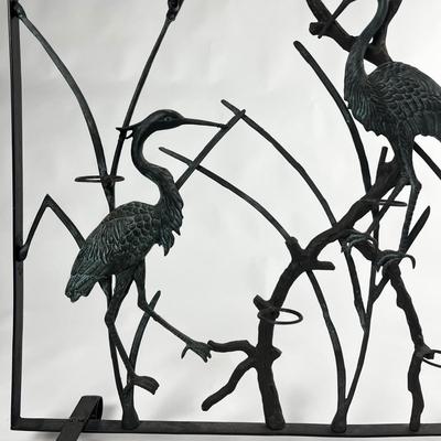 1237 Waterfowl Crane Metal Votive Candle Holder Screen