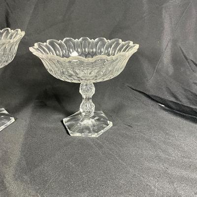 1265 Pair of Vintage Crystal Pedestal Bowls