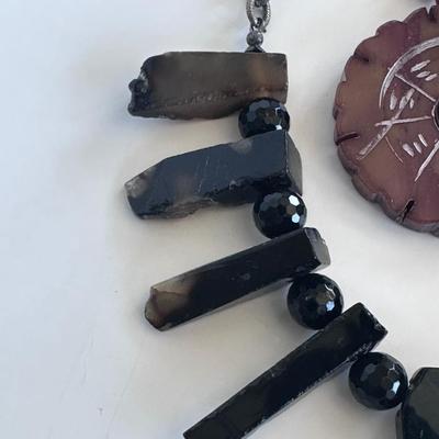 2 Large Chunky Stone Necklaces
