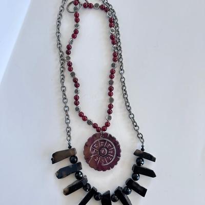 2 Large Chunky Stone Necklaces
