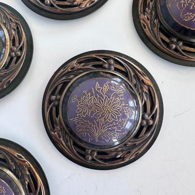 Set of 5 Large Vintage Floral Buttons