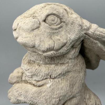 Heavy Large Cement Standing Bunny Rabbit Hare Garden Art Decor Figurine Statue