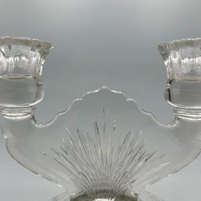 Vintage Jeanette Sunburst Clear Pressed Glass Mid Century Modern Sunburst Candlestick Holder