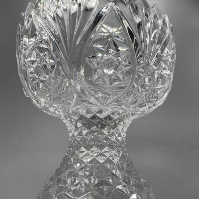 Vintage Mid-Century Crystal Glass Ruffled Edge Displayable Goblet Compote Sawtooth Rim