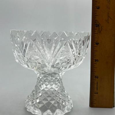 Vintage Mid-Century Crystal Glass Ruffled Edge Displayable Goblet Compote Sawtooth Rim