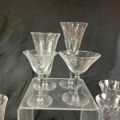 1266 Antique Etched Crystal Goblets 31pcs
