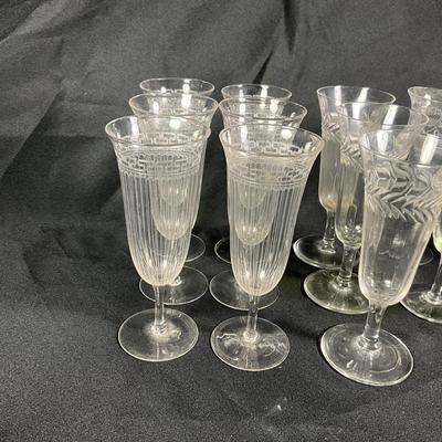 1268 Large Lot of Vintage Etched Crystal Stemware