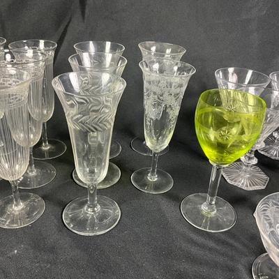 1268 Large Lot of Vintage Etched Crystal Stemware