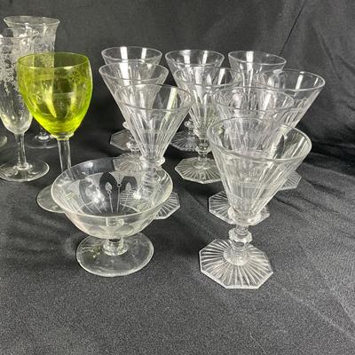 1268 Large Lot of Vintage Etched Crystal Stemware