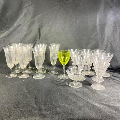 1268 Large Lot of Vintage Etched Crystal Stemware