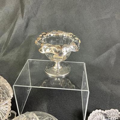 1269 Antique American Brilliant Cut Crystal Bowls, Etched Glass Dome Top, & Uranium Salts