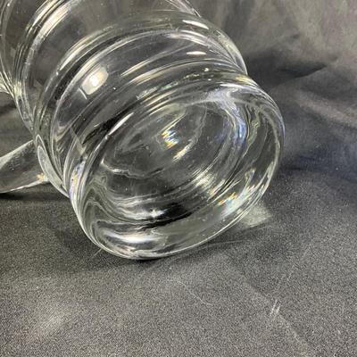 1270 Vintage Italian Glass Pitcher and Handblown Blue Pedestal Water Glasses
