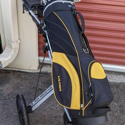 Sun Mountain Golf Caddy w/ Wilson Golf Bag and Dunlop Clubs