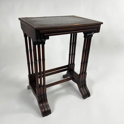 1260 Old Colony Furniture Company Antique Leather Top Nesting Tables