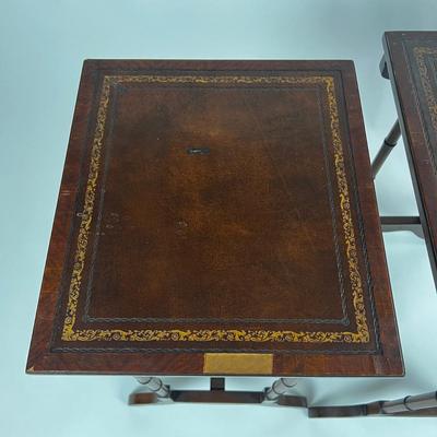1260 Old Colony Furniture Company Antique Leather Top Nesting Tables