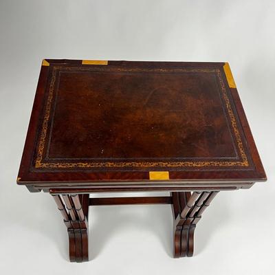 1260 Old Colony Furniture Company Antique Leather Top Nesting Tables