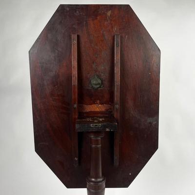 1262 Antique Mahogany Oval Inlay Tilt Top Table Candle-stand