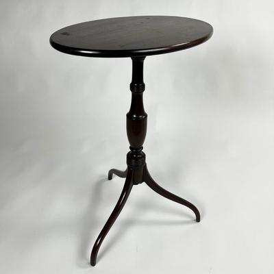 1263 Antique Mahogany Oval Tilt Top Table Candle-stand