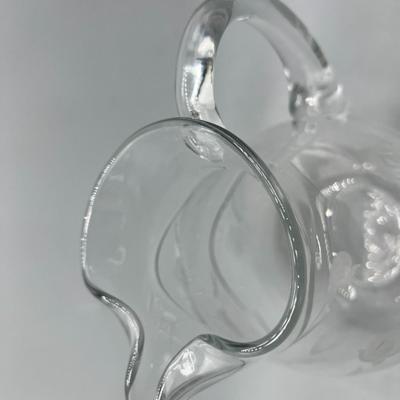 Retro Clear Glass Etched Rose Pattern Serving Pitcher