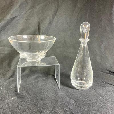 1274 Vintage STEUBEN Tear drop Decanter with Bowl