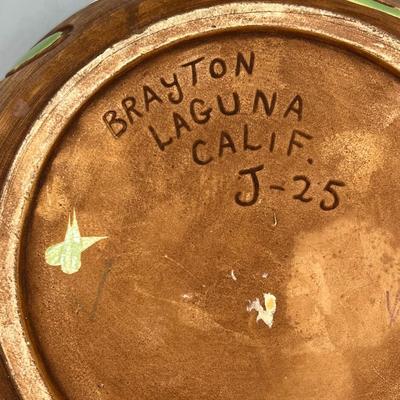 Vintage Brayton Laguna California Mid Century Handmade Pottery Art Flower Design Bowl