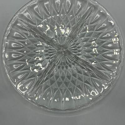 Vintage Crystal Glass Fancy Dinnerware Divider Serving Dish