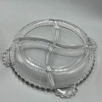 Vintage Imperial Candlewick Heart Shaped Handle Bon Bon Tray & 5 Part Divider Relish Tray
