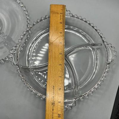 Vintage Imperial Candlewick Heart Shaped Handle Bon Bon Tray & 5 Part Divider Relish Tray