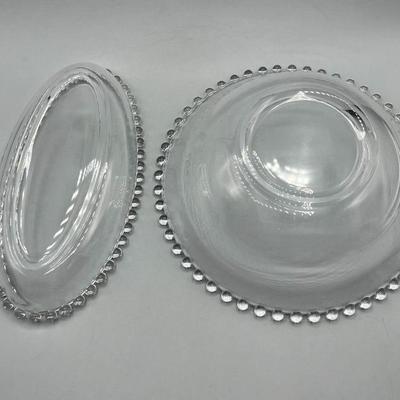 Vintage Imperial Candlewick Clear Glass Round Bowl & Oval Serving Dish