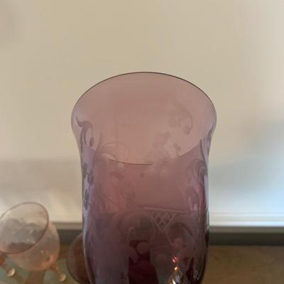 Pink Depression & Lavender Stemware - LOT 18