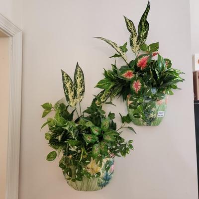Pair Wall Planters with Clean Artificial  Plants