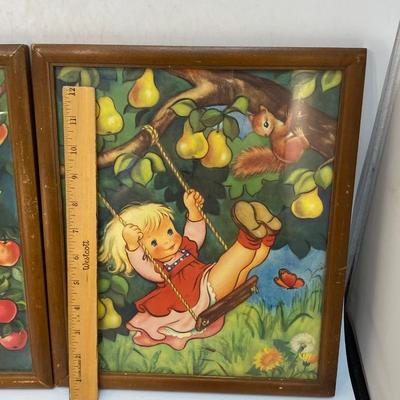 Vintage Framed Children Playing in Fruit Trees Art Prints by Steffie