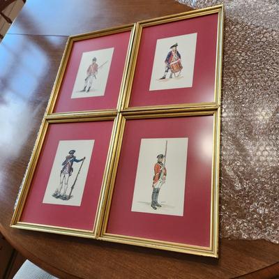 4 Framed Colonial Soldiers Prints