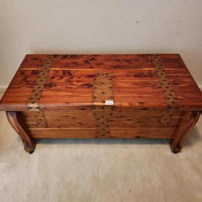 Vintage Small Cedar Chest on casters with side handles 40x18x16