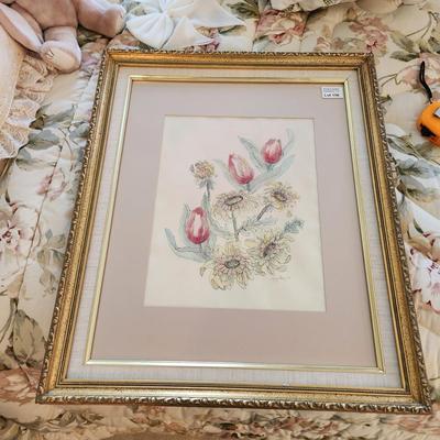 Framed Floral Art Signed