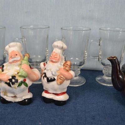 LOT 425.  MISC ITEMS GLASSES, TEA POT, SALT AND PEPER SHAKERS