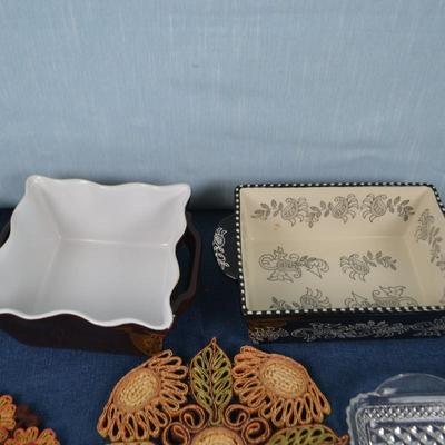 LOT 446. SERVING DISHES, AND HOT PLATES