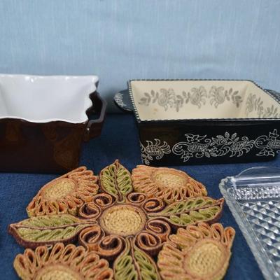 LOT 446. SERVING DISHES, AND HOT PLATES