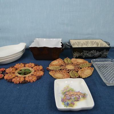 LOT 446. SERVING DISHES, AND HOT PLATES