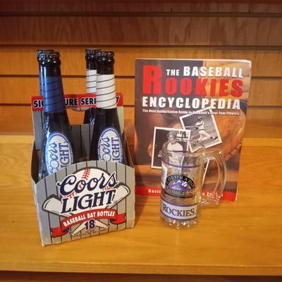 COORS LIGHT BASEBALL BOTTLES-ROCKIES MUG-ROCKIES BASEBALL ENCYCLOPEDIA