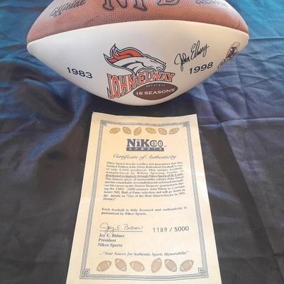 1983 WILSON BRONCO'S JOHN ELWAY FOOTBALL NIKO SPORTS BALL WITH CERTIFICATE OF AUTHENTICITY