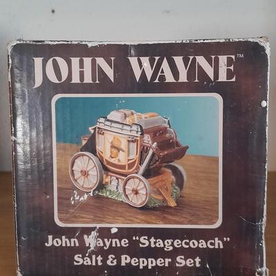 JOHN WAYNE "STAGECOACH" SALT & PEPPER SHAKERS AND CHAPTER 8 NATHANIEL FIGURE