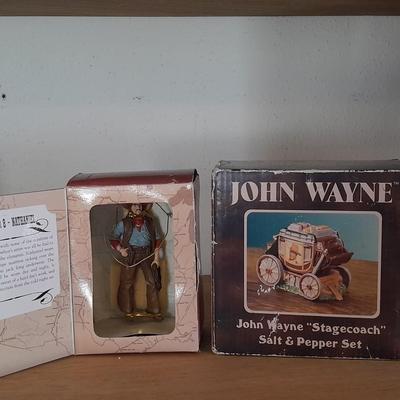 JOHN WAYNE "STAGECOACH" SALT & PEPPER SHAKERS AND CHAPTER 8 NATHANIEL FIGURE
