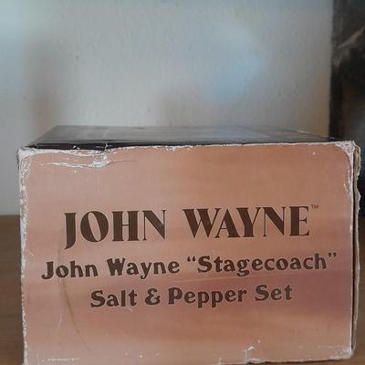 JOHN WAYNE "STAGECOACH" SALT & PEPPER SHAKERS AND CHAPTER 8 NATHANIEL FIGURE