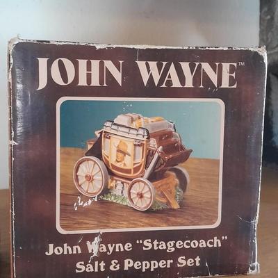 JOHN WAYNE "STAGECOACH" SALT & PEPPER SHAKERS AND CHAPTER 8 NATHANIEL FIGURE