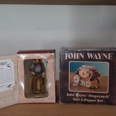 JOHN WAYNE "STAGECOACH" SALT & PEPPER SHAKERS AND CHAPTER 8 NATHANIEL FIGURE