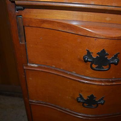 LOT 471. VINTAGE SERPENTINE DROP FRONT DESK