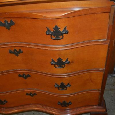 LOT 471. VINTAGE SERPENTINE DROP FRONT DESK