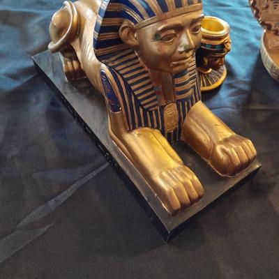 ANCIENT EGYPT TOOB EGYPT FIGURES, EGYPTIAN SPHINX, AND EGYPTIAN CANDLE / INSCENSE HOLDER